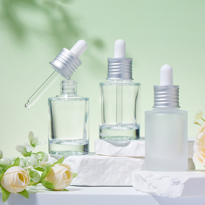 20mm 30ml 실버 서클 젖빛 투명 유리 스포이드 병